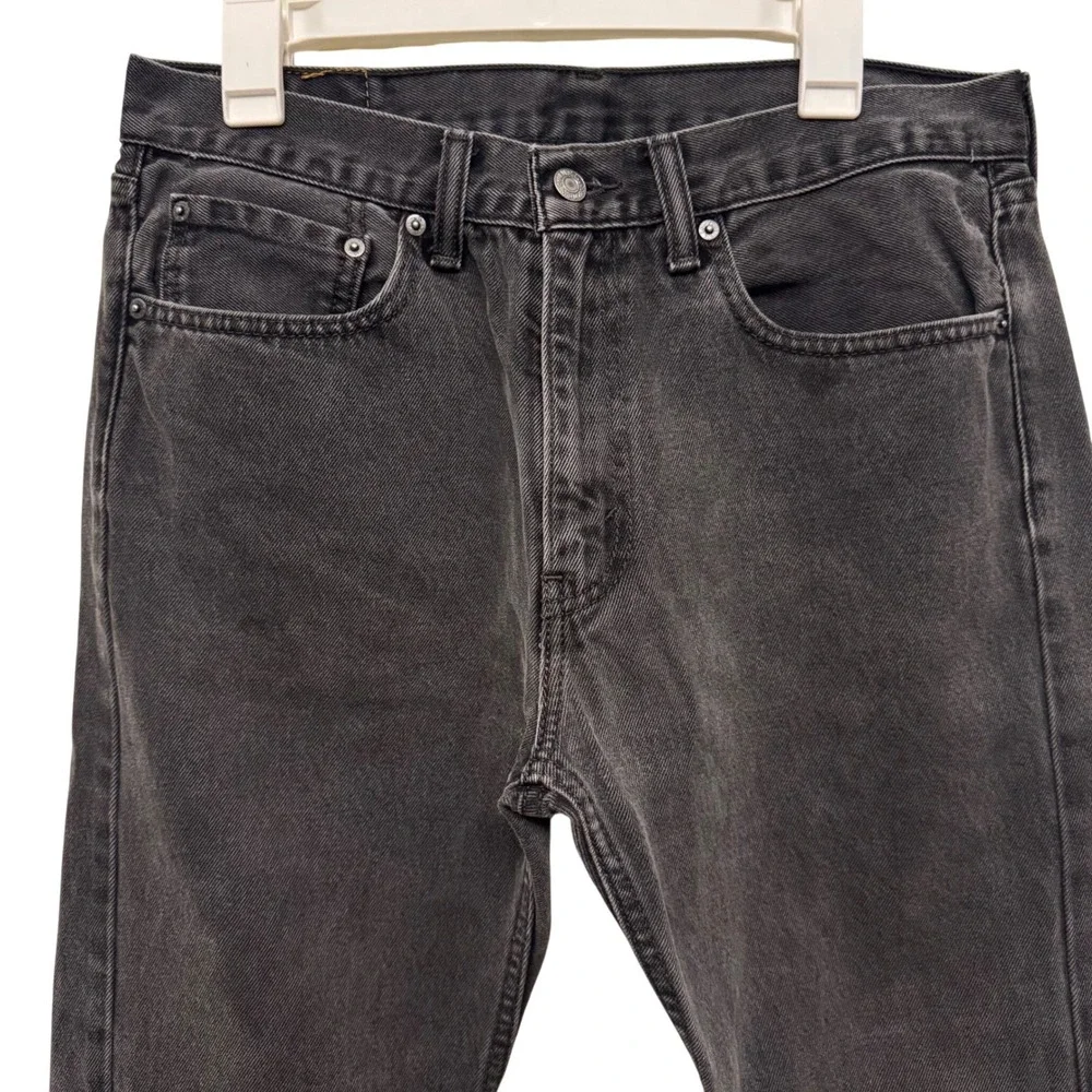 Levi's 505 Mens 34‎ x 29 Regular Fit Jeans Black Wash Denim Pants Classic